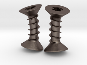 Cufflinks screw - Torx/ Phillips in Polished Bronzed Silver Steel