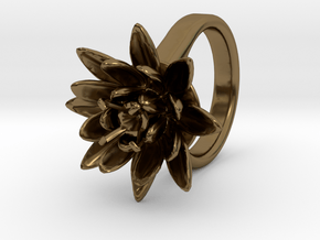 Lotus Ring For Diamond 8 mm Fit in Polished Bronze