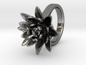 Lotus Ring For Diamond 8 mm Fit in Fine Detail Polished Silver