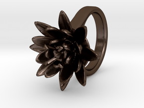 Lotus Ring For Diamond 8 mm Fit in Polished Bronze Steel