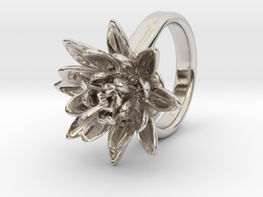 Lotus Ring For Diamond 8 mm Fit in Rhodium Plated Brass
