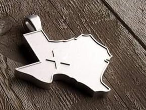 Pendant State of Texas with Star in Polished Silver