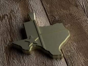 Pendant State of Texas with flag in Polished Brass