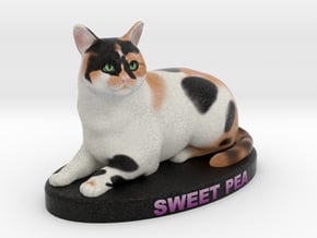 Custom Cat Figurine - Sweetpea in Full Color Sandstone