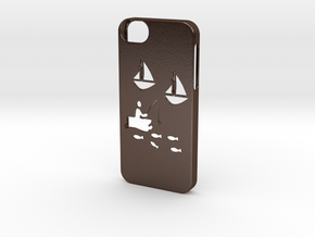 Iphone 5/5s fishing case in Polished Bronze Steel
