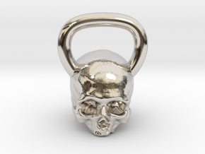 Kettlebell Skull in Rhodium Plated Brass
