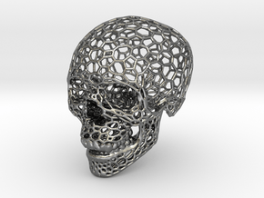 Voronoi Skeletonized Skull in Fine Detail Polished Silver