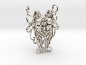 Gemini Zodiac Pendant in Rhodium Plated Brass