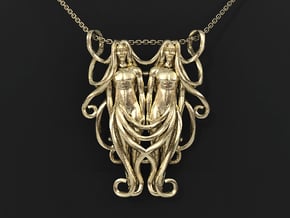 Gemini Zodiac Pendant in 14k Gold Plated Brass