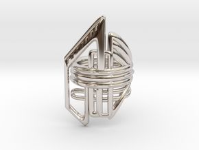 Balem's Ring2 - US-Size 10 1/2 (20.20 mm) in Rhodium Plated Brass