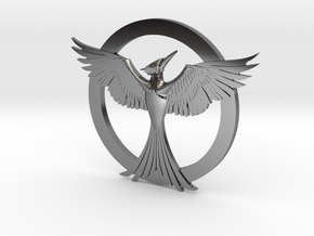 Mockingjay Pendant in Fine Detail Polished Silver