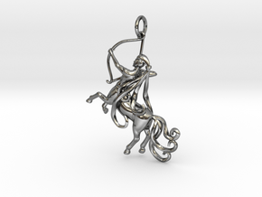 Sagittarius Zodiac Pendant in Fine Detail Polished Silver