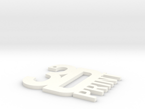 3D Print Key Ring. in White Processed Versatile Plastic