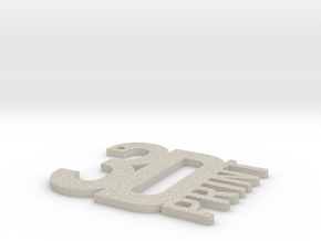 3D Print Key Ring. in Natural Sandstone