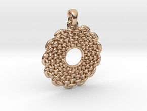 Wicker Pattern Pendant Small in 14k Rose Gold Plated Brass