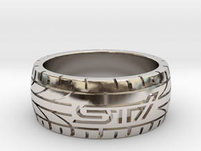 Subaru STI ring - 17 mm (US size 6 1/2) in Rhodium Plated Brass