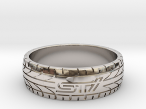 Subaru STI ring - 24 mm (US size 15) in Rhodium Plated Brass