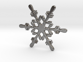 Snowflake - Christmas Tree Ornament (Bauble) in Polished Nickel Steel