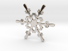 Snowflake - Christmas Tree Ornament (Bauble) in Rhodium Plated Brass