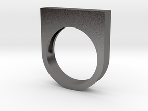 Modern Rectangle Bold Ring in Polished Nickel Steel