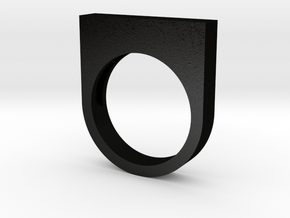 Modern Rectangle Bold Ring in Matte Black Steel