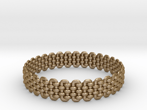 Wicker Pattern Bracelet Size 1 in Polished Gold Steel
