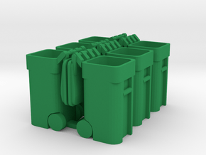 Trash Cart (6) Open - 'O' 48:1 Scale in Green Processed Versatile Plastic
