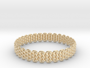Wicker Pattern Bracelet Size 4 in 14k Gold Plated Brass