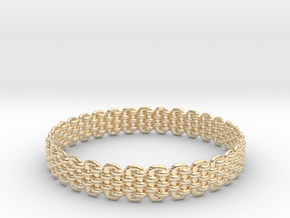 Wicker Pattern Bracelet Size 6 in 14k Gold Plated Brass