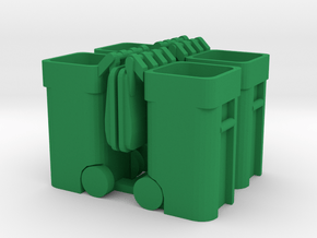 Trash Cart (4) Open - 'O' 48:1 Scale in Green Processed Versatile Plastic