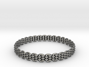 Wicker Pattern Bracelet Size 14 in Fine Detail Polished Silver