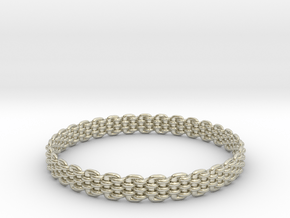 Wicker Pattern Bracelet Size 14 in 14k White Gold