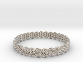 Wicker Pattern Bracelet Size 8 or USA Medium Size in Platinum