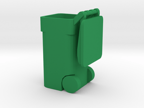 Trash Cart Open - 'O' 48:1 Scale in Green Processed Versatile Plastic
