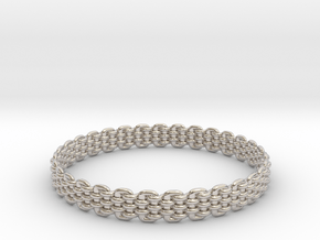 Wicker Pattern Bracelet Size 12 in Rhodium Plated Brass