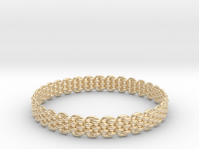 Wicker Pattern Bracelet Size 9 in 14k Gold Plated Brass