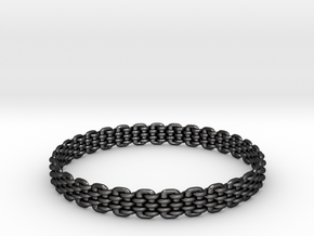 Wicker Pattern Bracelet Size 14 in Polished and Bronzed Black Steel