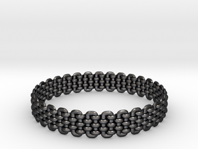 Wicker Pattern Bracelet Size 4 in Polished and Bronzed Black Steel