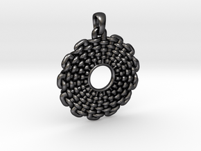 Wicker Pattern Pendant Small in Polished and Bronzed Black Steel