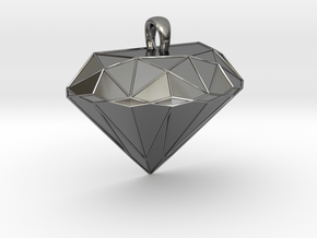 Metal Diamond-Shaped Pendant in Fine Detail Polished Silver