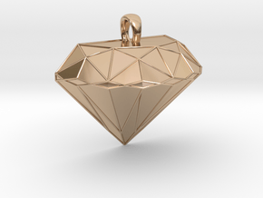 Metal Diamond-Shaped Pendant in 14k Rose Gold Plated Brass