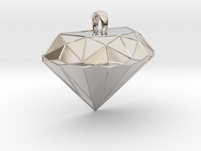 Metal Diamond-Shaped Pendant in Rhodium Plated Brass