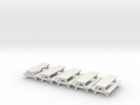 Picnic Table - 'O' 48:1 Scale (5) in White Natural Versatile Plastic