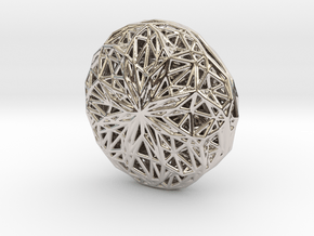 Voronoi-Parabola-Pendant1 in Rhodium Plated Brass