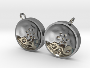 Double tenor "Damntingself" steelpan pendant, M in Fine Detail Polished Silver