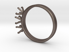ø20 mm Ring For 3 Diamonds Of ø5.2mm in Polished Bronzed Silver Steel