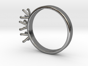 ø20 mm Ring For 3 Diamonds Of ø5.2mm in Fine Detail Polished Silver