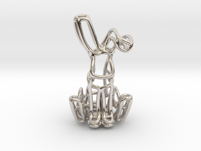 Rabbit (Bunny) Wireframe Keychain  in Rhodium Plated Brass