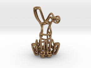 Rabbit (Bunny) Wireframe Keychain  in Natural Brass