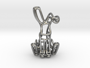Rabbit (Bunny) Wireframe Keychain  in Natural Silver